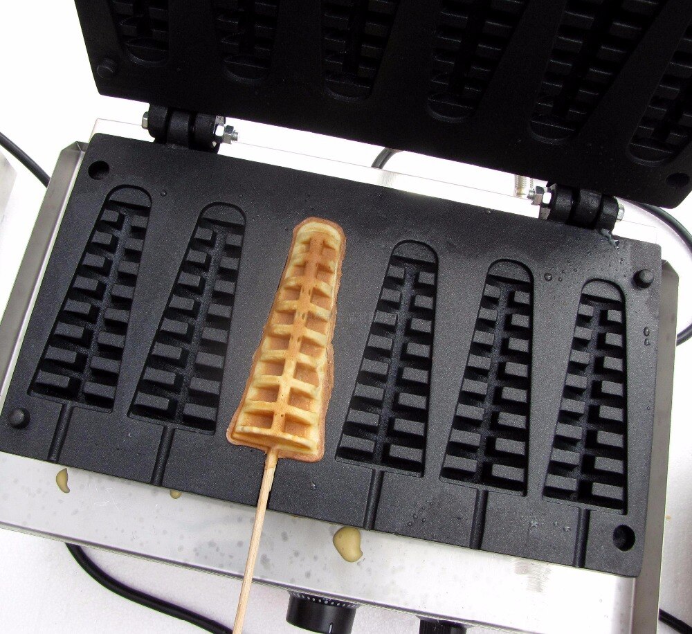    2 units/lots 110 v 220 v 6 pcs lolly waffe stick/waffle making machine